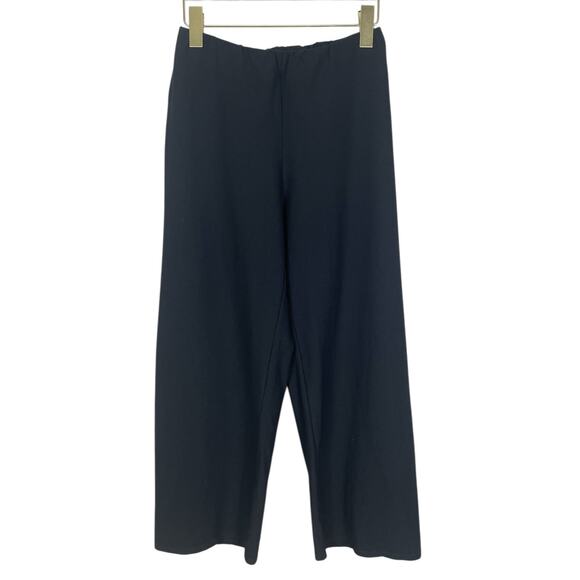 Eileen Fisher Jersey Knit Straight Leg Pants Pull On Black Size Small Minimalist - Picture 2 of 11